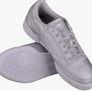 Reebok Women's Club C 85 Syn Size 8 Silver Sparkly Fun and Trendy Sneaker​​​​